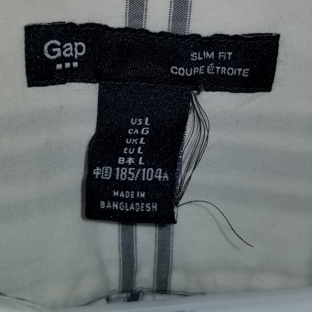 Gap Slim Fit Long Sleeve Cotton Poplin Big Window Check Button Down Size Large - Picture 8 of 15